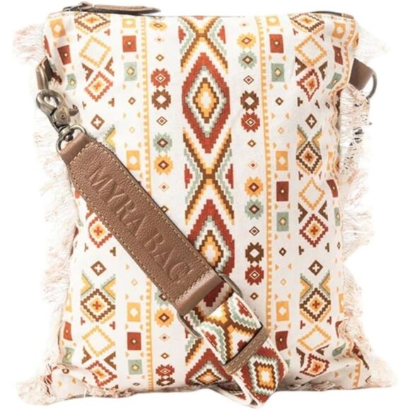 Boho Aztec Crossbody Bag Canvas Leather Organizer Women Vintage Festival - Picture 1 of 7